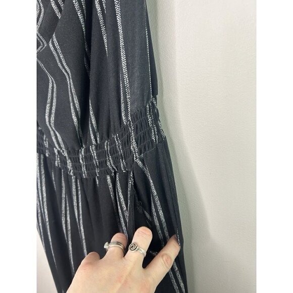 Derek Heart Womens Black White Striped Jumpsuit Casual Comfort Style Size Large - Picture 5 of 13